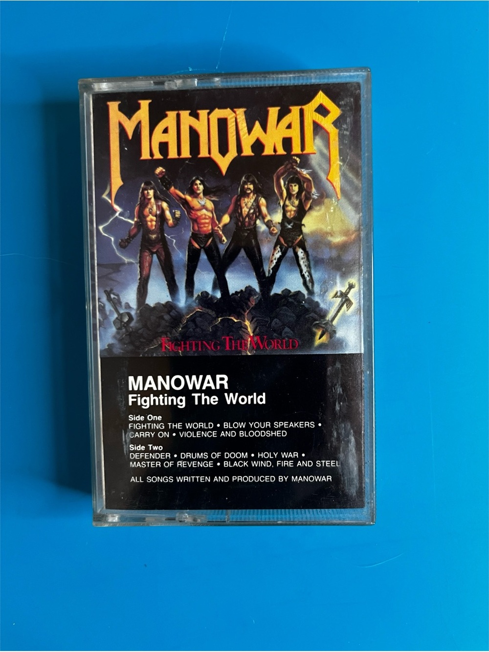 MANOWAR "Fighting The World" Cassette - Black, Yellow, Red Artwork